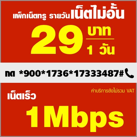 โปรเน็ตทรูรายวัน 29 บาท