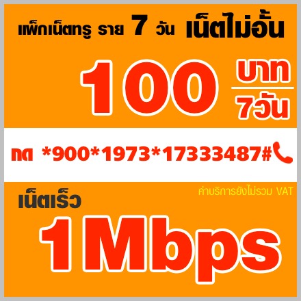 โปรเน็ตทรูรายสัปดาห์ 1mbps:100